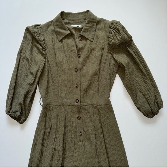 Calvin Klein Olive Green Collared Romper Size 4 Utility Chic Safari Style - Picture 2 of 9